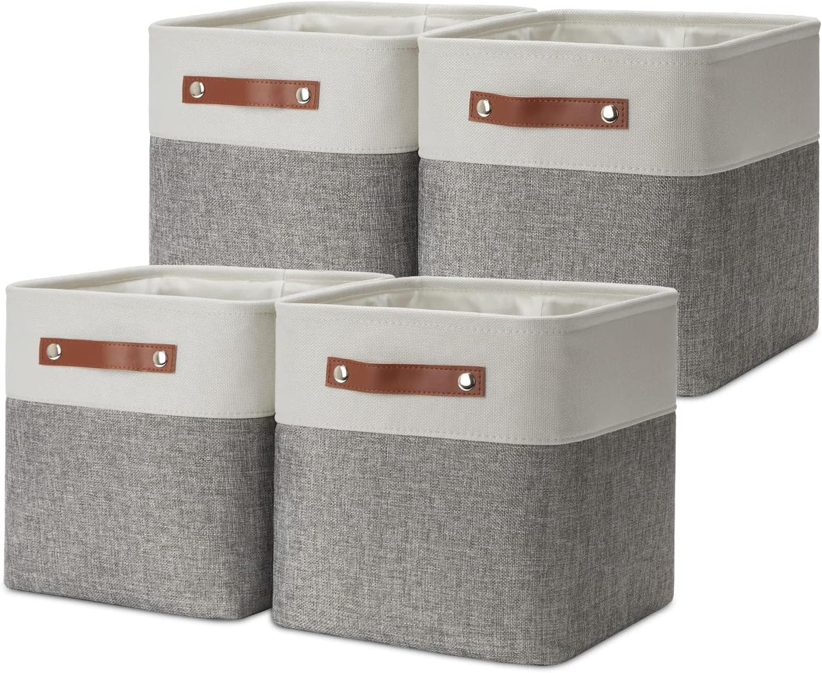 DULLEMELO 11 Inch Cube Storage Bins Fabric Storage Cubes 4 Pack Foldable Cube Storage Baskets for