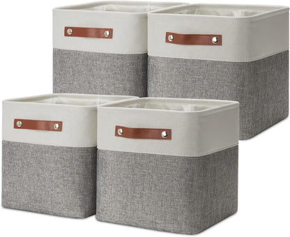DULLEMELO 11 Inch Cube Storage Bins Fabric Storage Cubes 4 Pack Foldable Cube Storage Baskets for