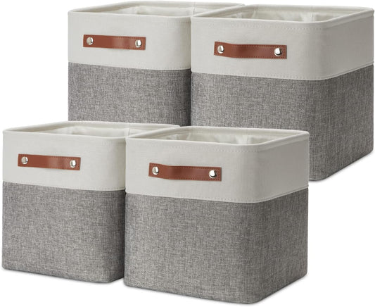 DULLEMELO 11 Inch Cube Storage Bins Fabric Storage Cubes 4 Pack Foldable Cube Storage Baskets for