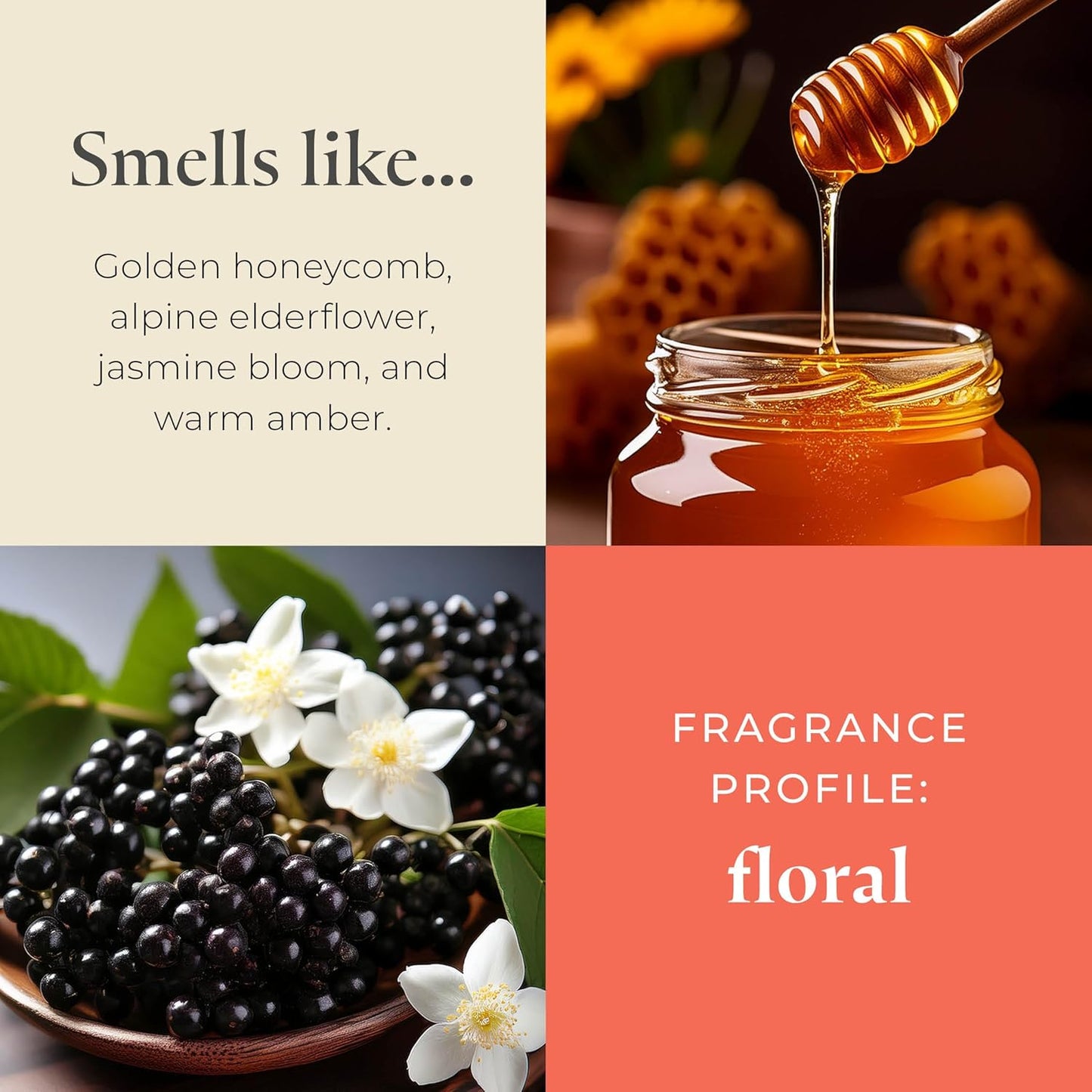 PartyLite Raw Honey & Elderberry Scented, Notes of Alpine Elderflower, Soft Jasmine & Golden Amber