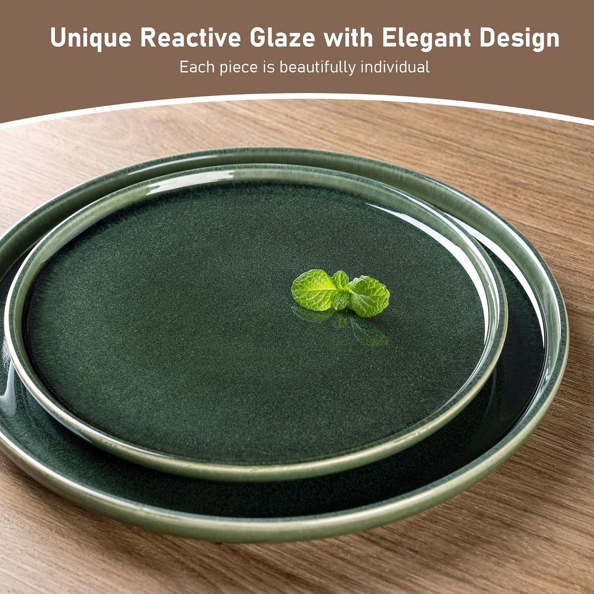 GBHOME Ceramic Dinnerware Sets for 8, 24 Pieces Stoneware Plates and Bowls Sets, Reactive Glaze