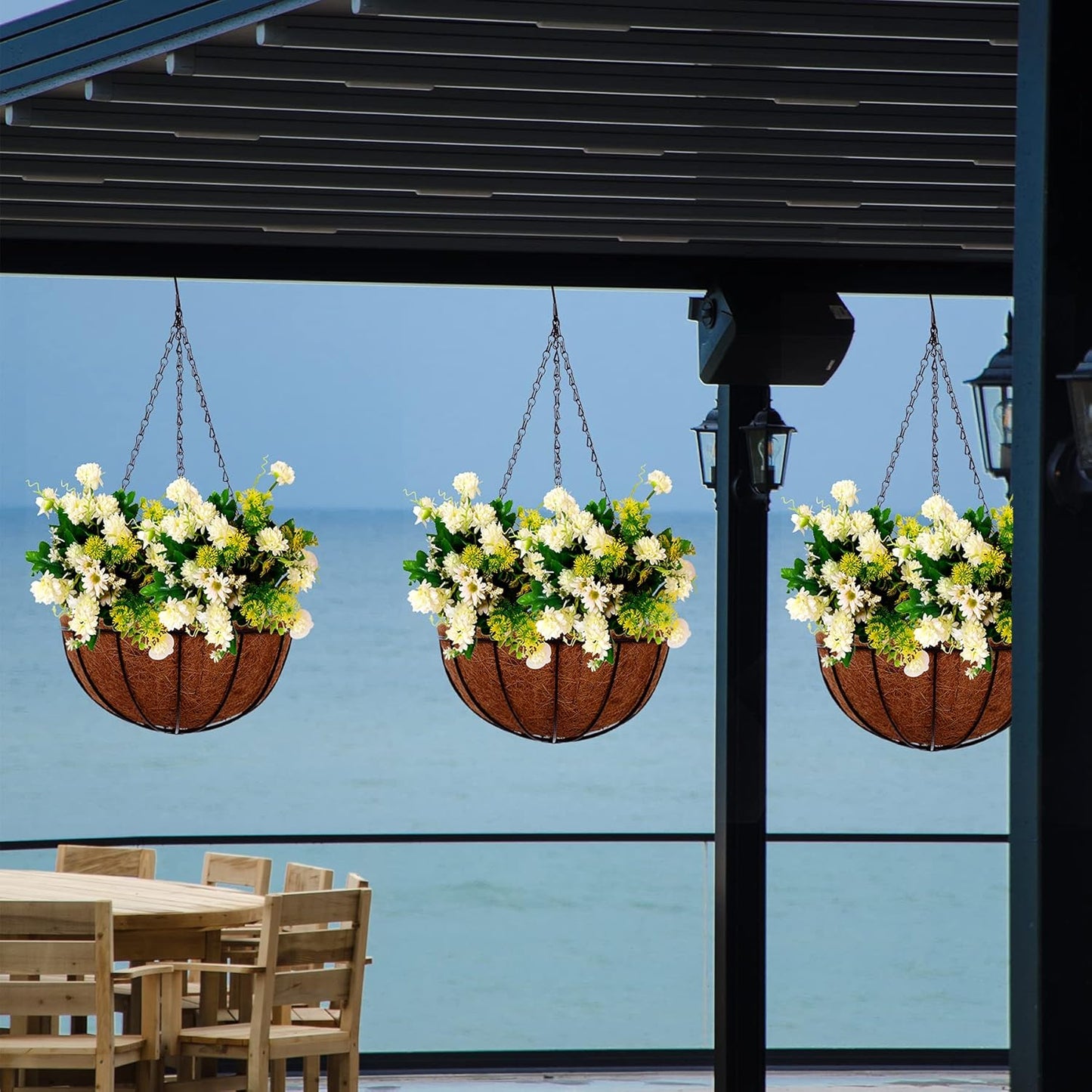 Hanging Planters Basket Outdoor Indoor(14 inch 4 Pack)-Coconut Coir Hanging Baskets for Plants