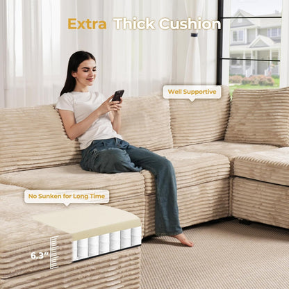 HOOOWOOO Modular Sectional Sofa,6 Pieces Sectional Couches for Living Room,131X66 L Shaped Cloud