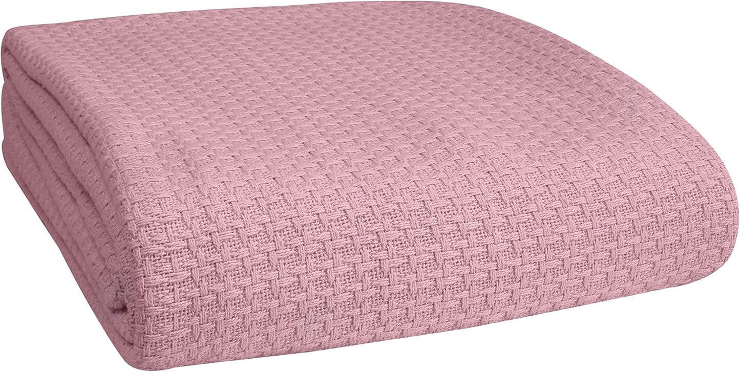 BELIZZI HOME 100% Cotton Bed Blanket, Breathable Bed Blanket Full Queen Size, Cotton Thermal