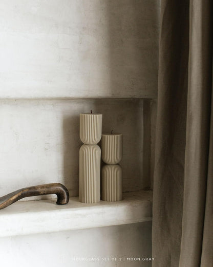 LAWA Hourglass Pillar Candle - Large Beautiful Handmade Pillar Scented Soy Wax Candle Elegant