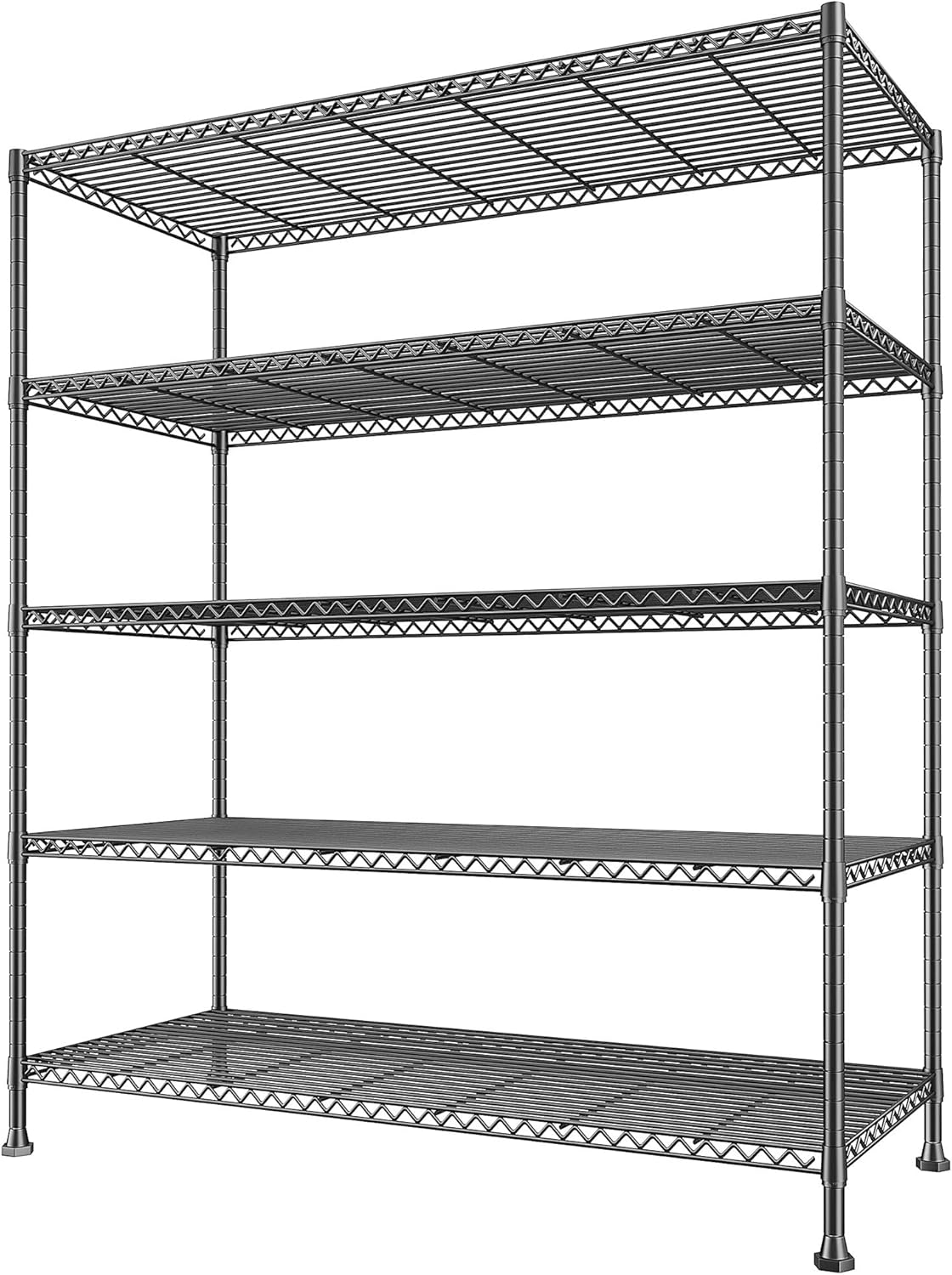 REIBII 45.5''W Storage Shelves Wire Shelving, 5 Tier Pantry Shelves for Storage Rack, Adjustable