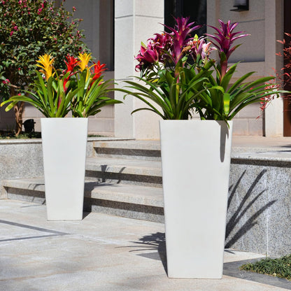 GreenShip 27" Tall Planters, Set of 2 – Black Outdoor Planter for Front Porch & Tall Plants