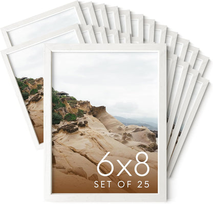 HAUS AND HUES 6x8 White Oak Wooden Picture Frame - Set of 25 6x8 Poster Frame - Premium Oak