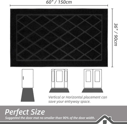 BEQHAUSE Dirt Trapper Door Mat 36" x 60", Doormat Non-Slip Entryway Rugs Washable, Dog Door Mat