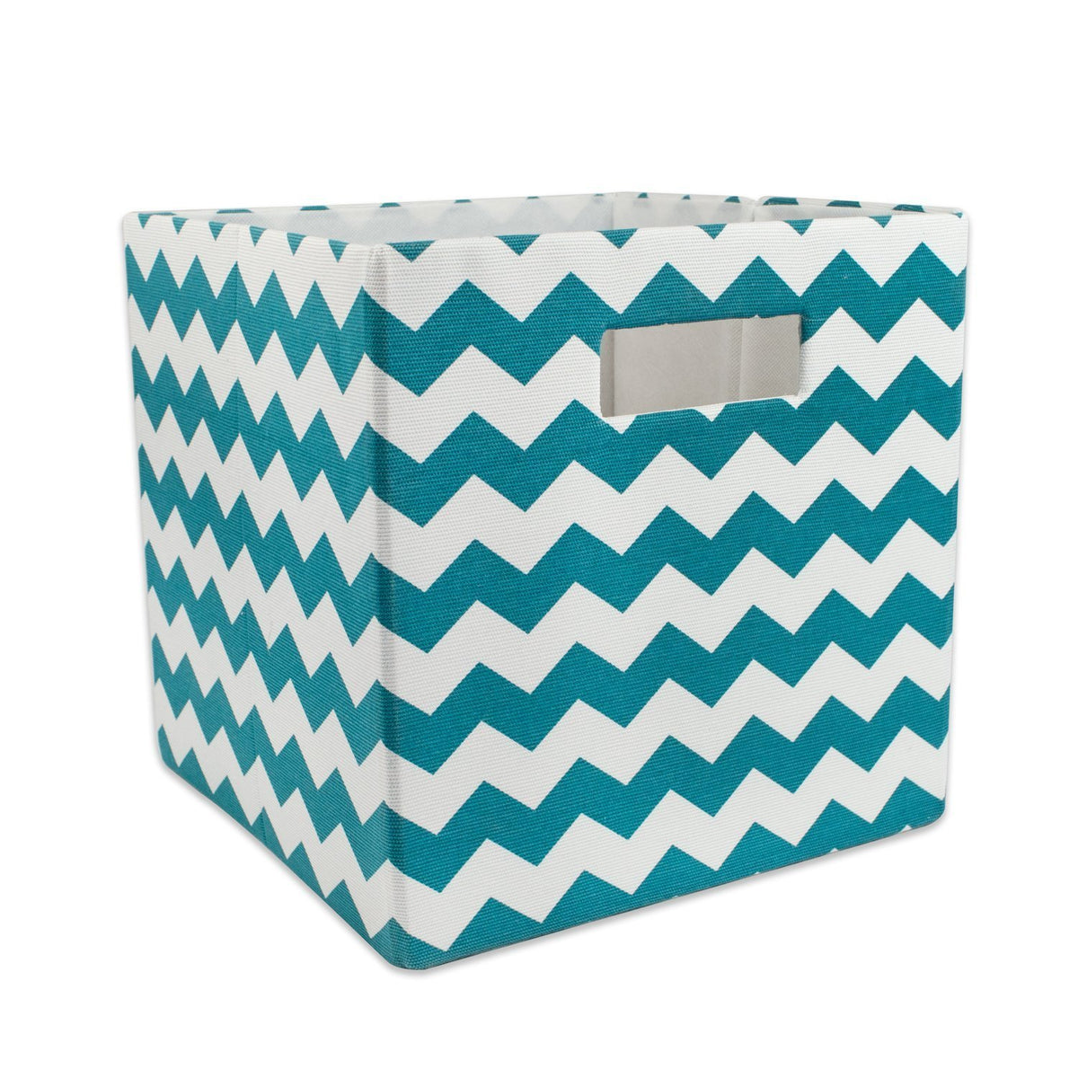 DII Collapsible Polyester Storage Cube, Chevron, Teal, Large