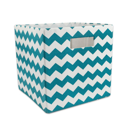 DII Collapsible Polyester Storage Cube, Chevron, Teal, Large