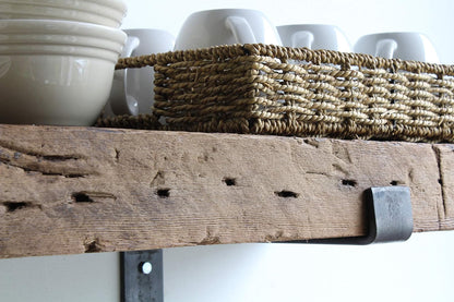 Urban Legacy Reclaimed Barn Beam Deep Shelves | Deep Shelves with Brackets Included, Set of 2 |