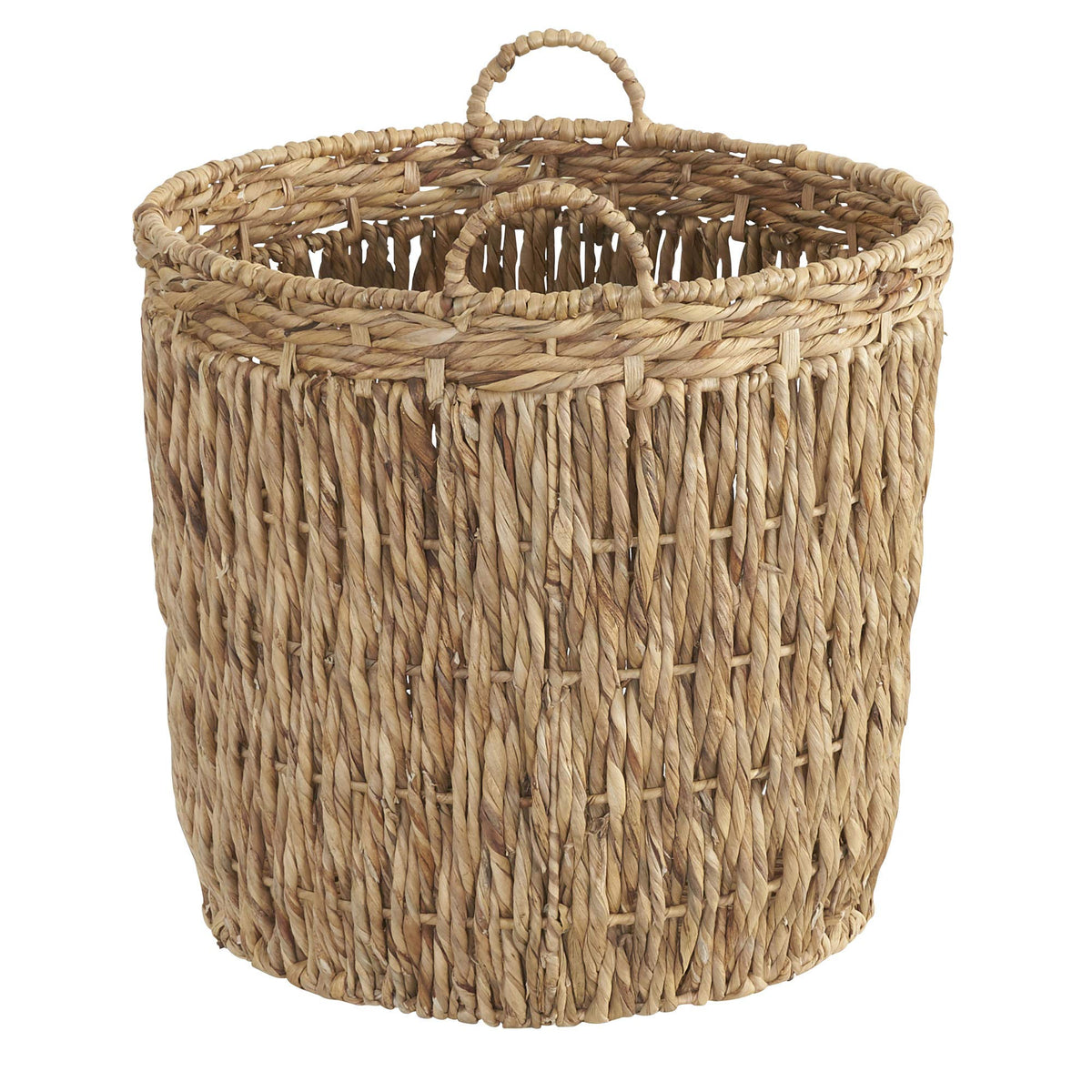 Household Essentials Tall Wicker Floor Basket, Woven Decorative Basket with Handles, Handmade