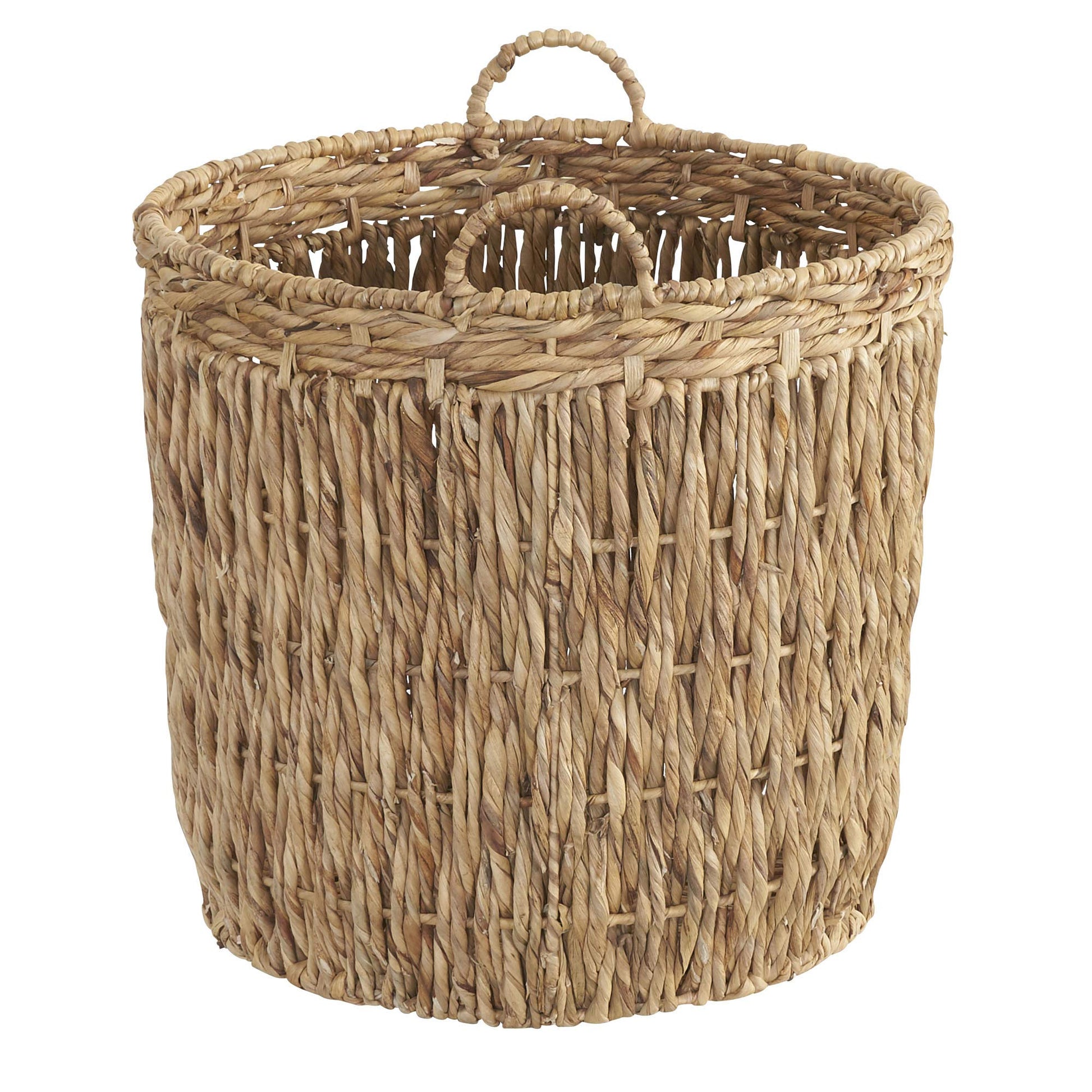 Household Essentials Tall Wicker Floor Basket, Woven Decorative Basket with Handles, Handmade