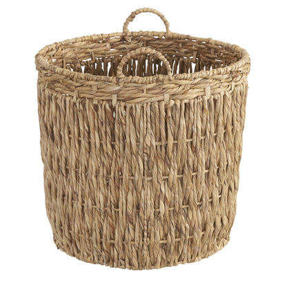 Household Essentials Tall Wicker Floor Basket, Woven Decorative Basket with Handles, Handmade