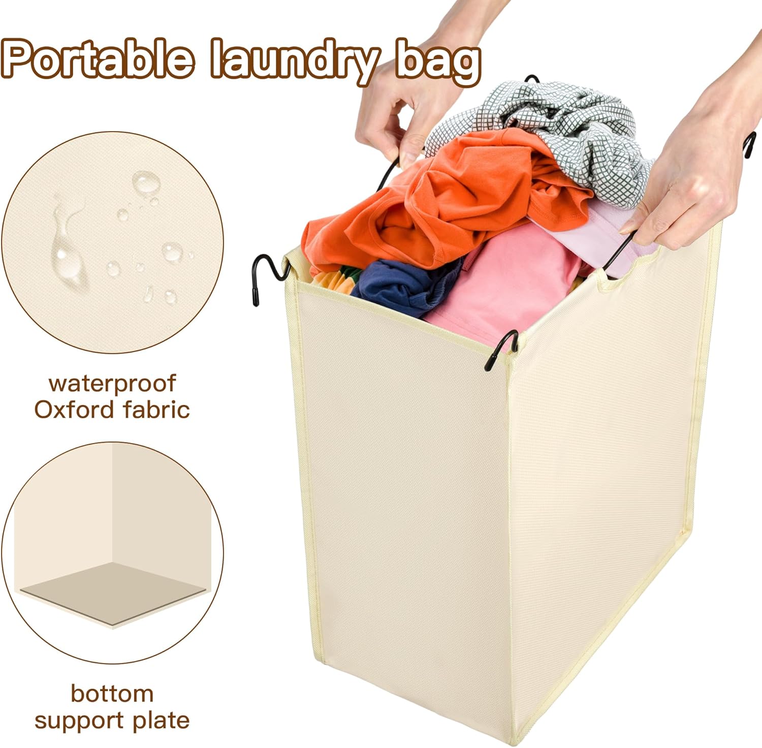 MYOYAY 3 Section Laundry Sorter with Garment Hanging Bar Rack Foldable Ironing Board, Laundry