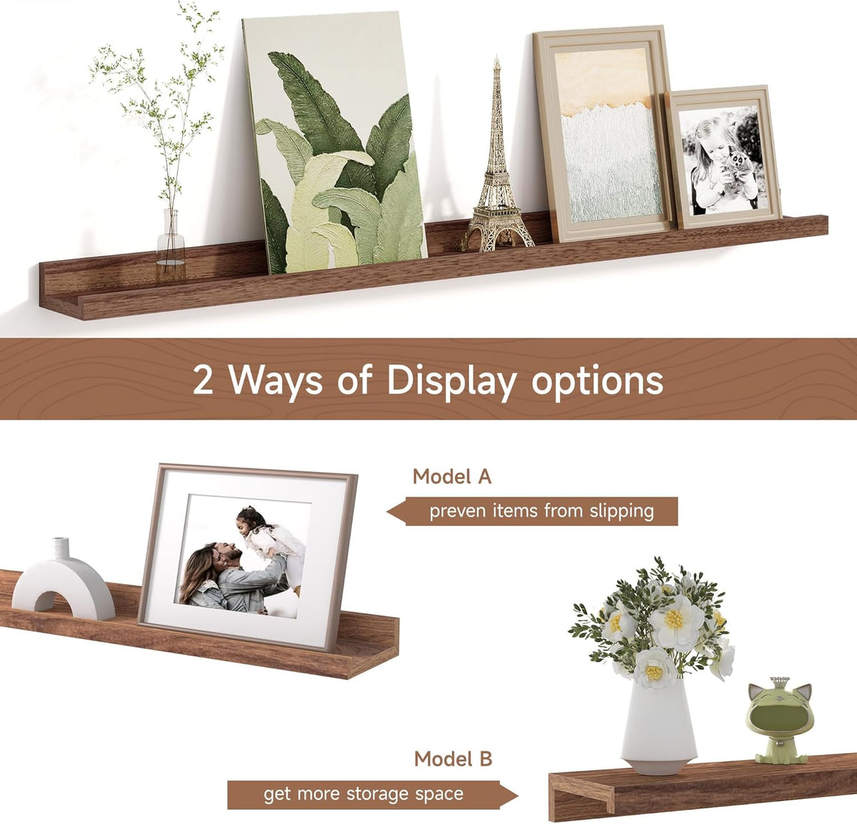 Picture Ledge Shelf for Wall, Floating Shelves Set of 4, 36 Inch Long Nursery Book Shelves for Toys
