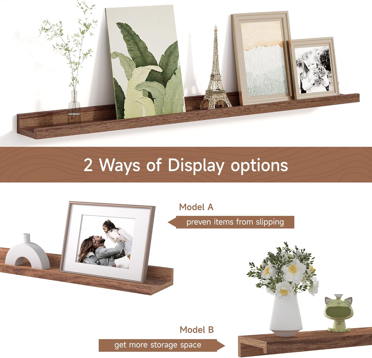 Picture Ledge Shelf for Wall, Floating Shelves Set of 4, 36 Inch Long Nursery Book Shelves for Toys