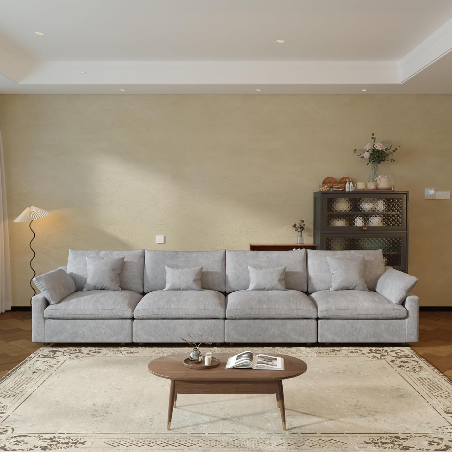 JACH Sectional Couches for Living Room, 4 Seater Cloud Sectional Couch with Deep Seat, Down Filled