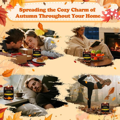 Fall Candles Set | 4 Pack Autumn Scented Candles, Soy Candles for Home Scented, Cozy Seasonal