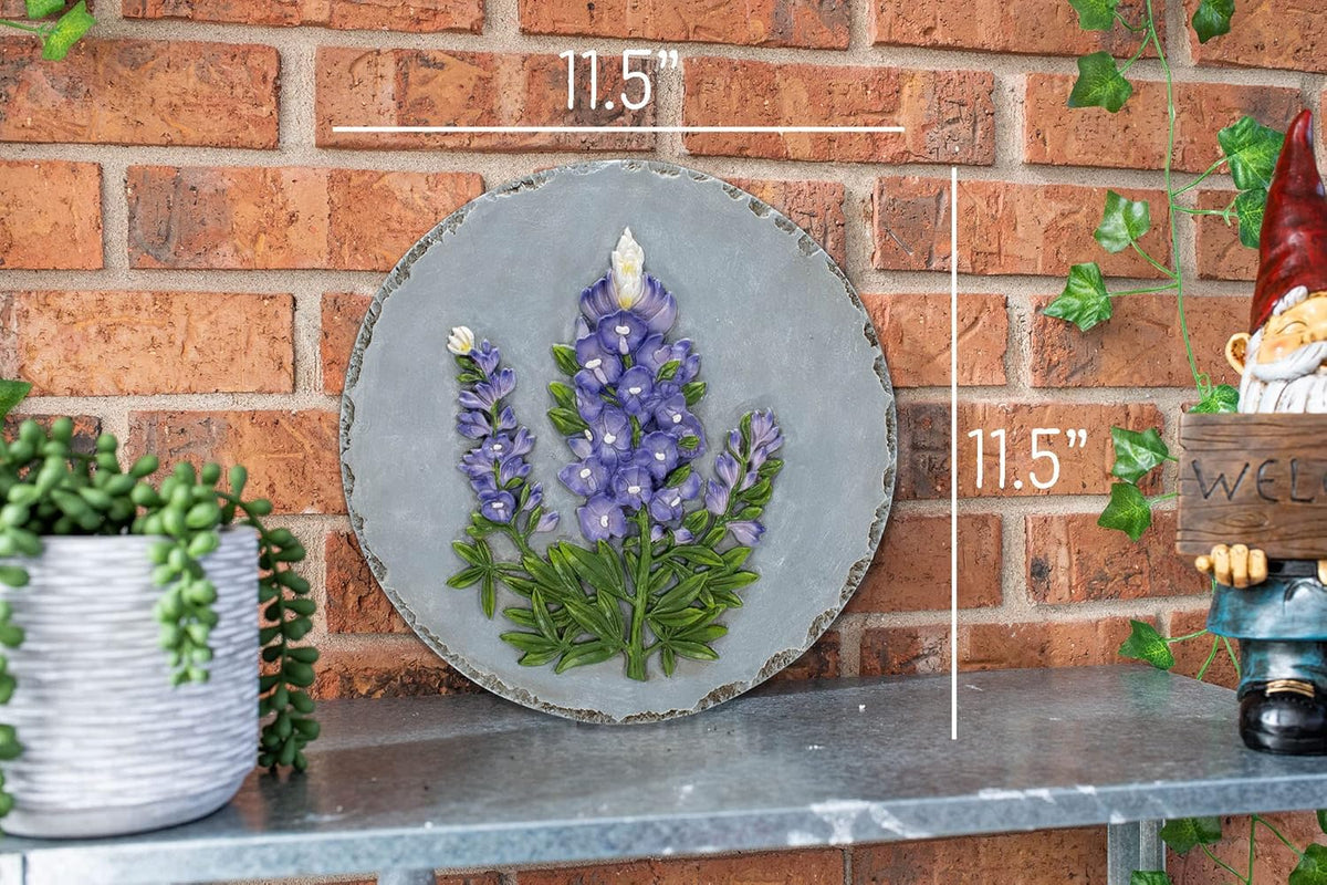 NAT & Jules Floral Colorful Dimensional Indoor Outdoor 12 inch Round Cast Resin Decorative Garden