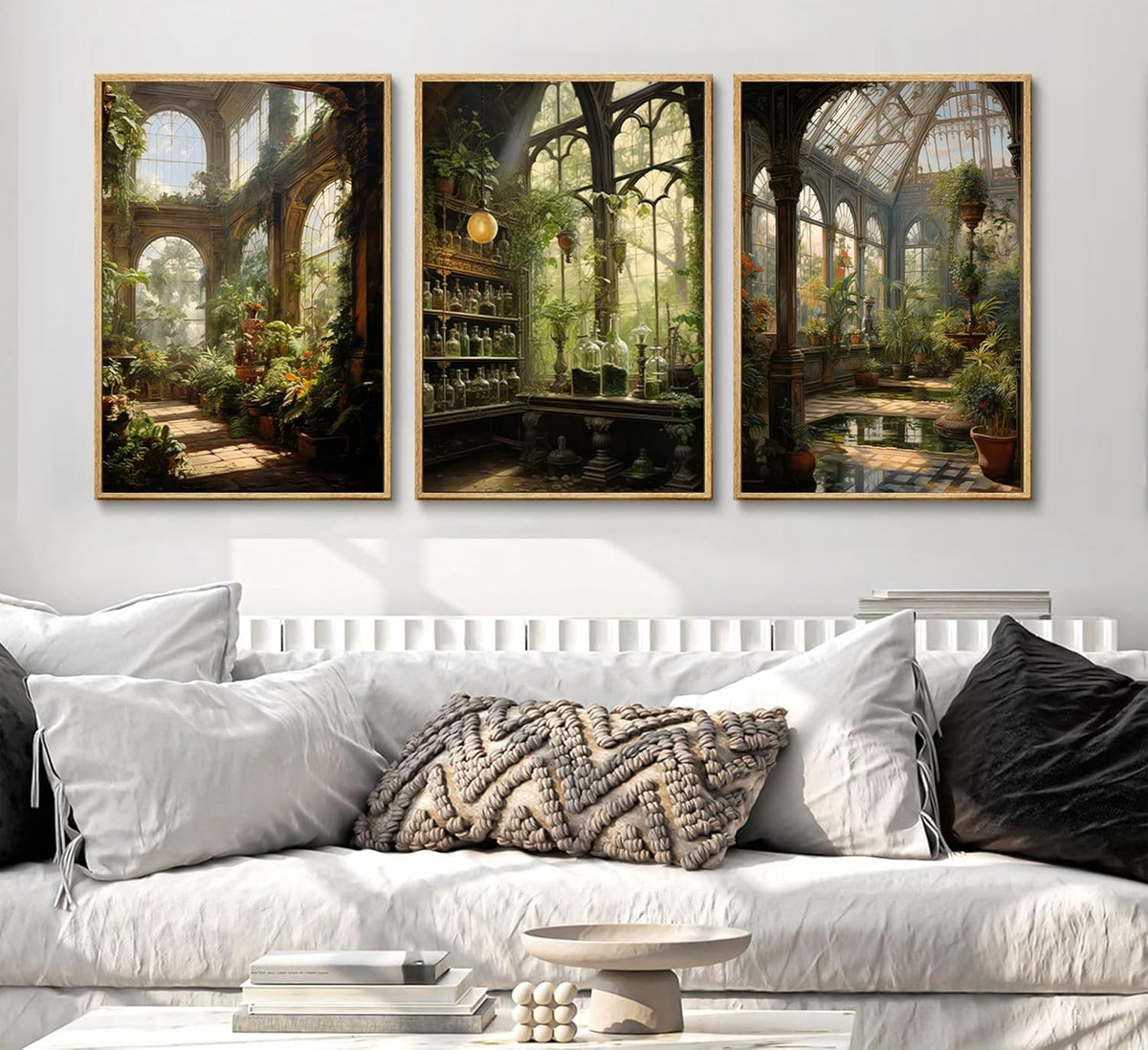 3pcs William Morris Green Plants Canvas Wall Art Medieval Castle Posters Prints Gothictalian