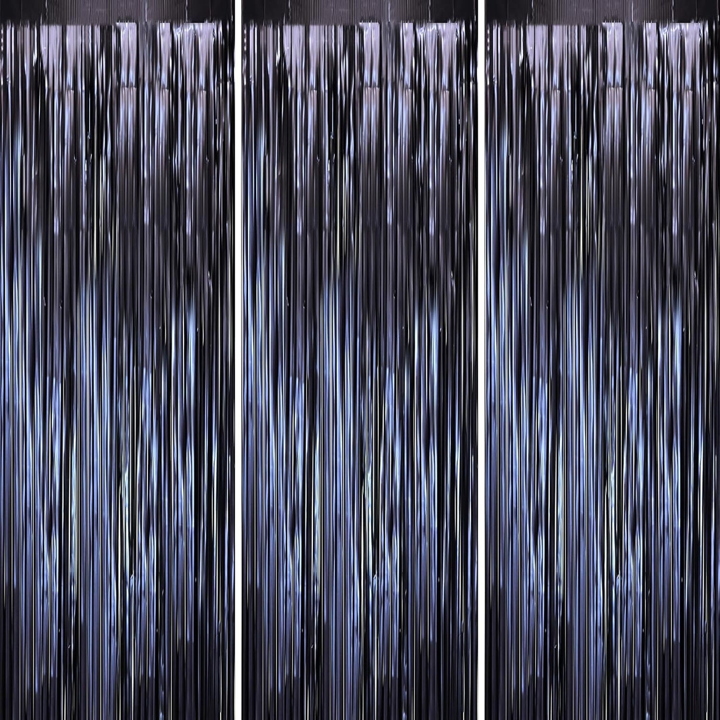 3 Pack 3.3 x 8.2 ft Matte Blue Foil Fringe Curtains, Dark Blue Tinsel Streamers Batman Party