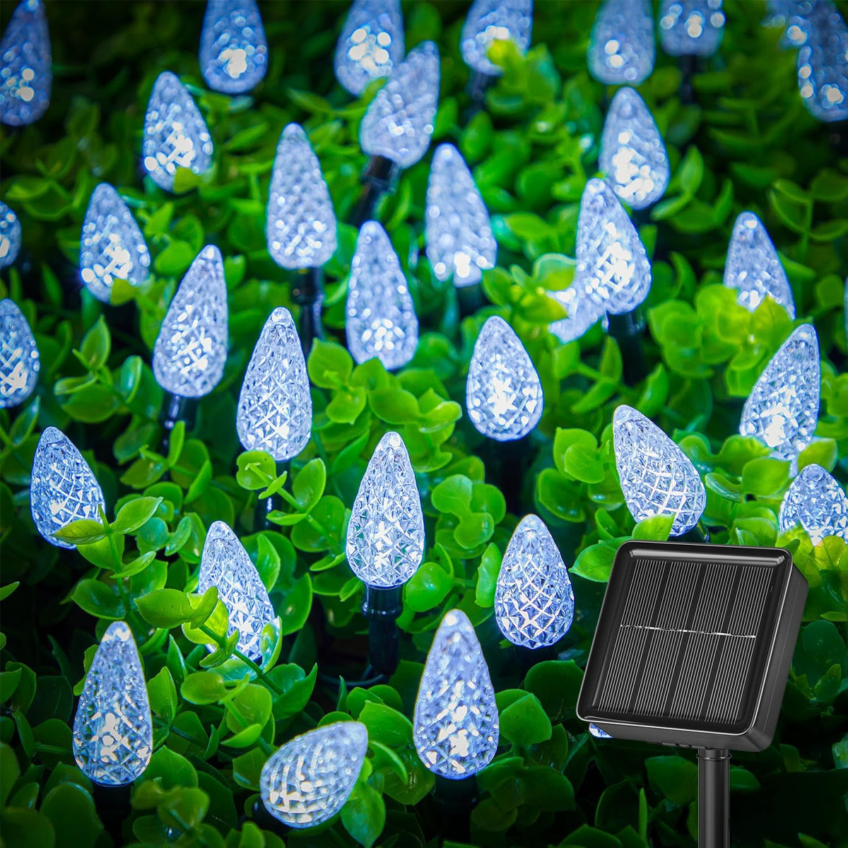 Brightown Solar Operated C6 Strawberry String Lights, 39ft 100 LEDs White LED Christmas Fairy