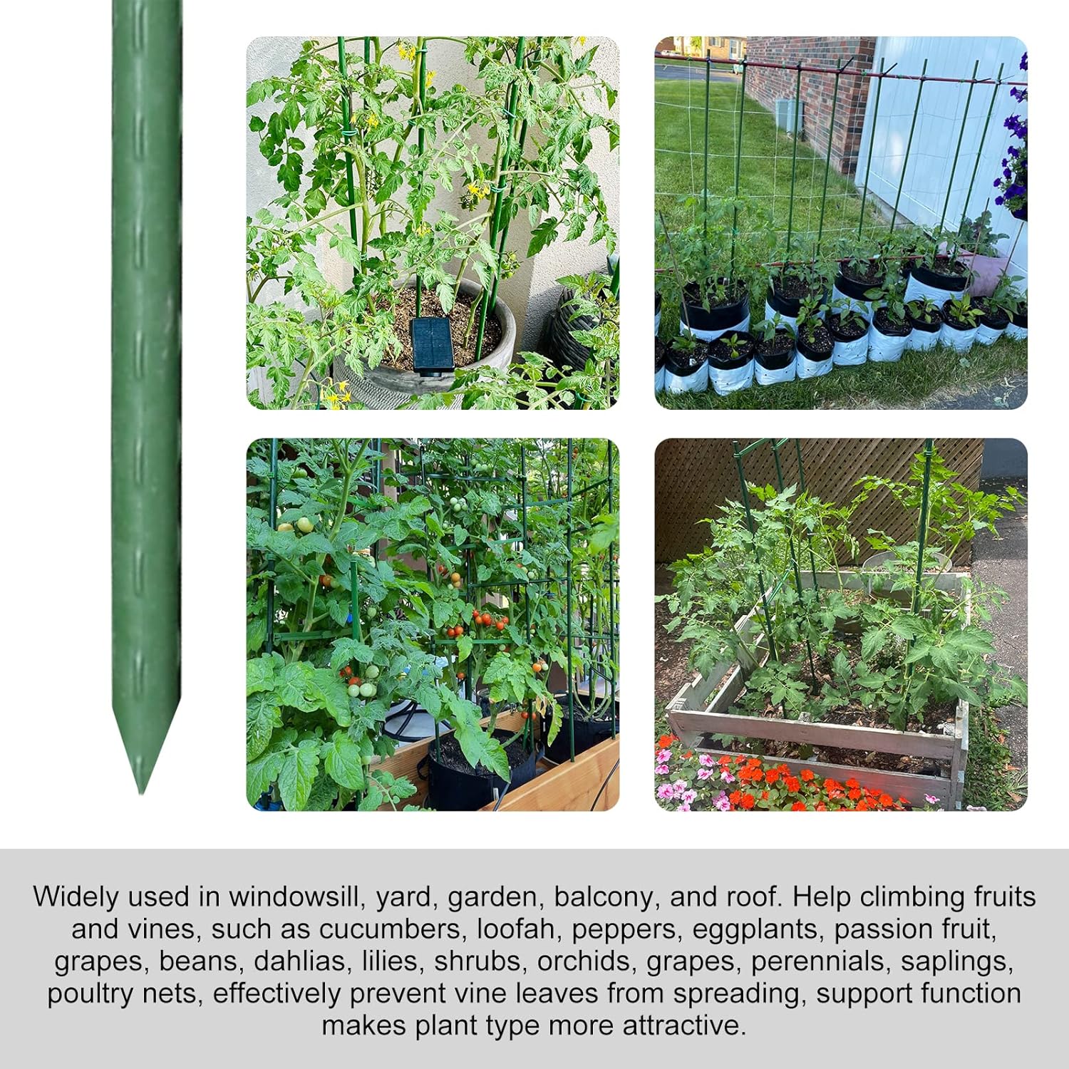 Garmeinea Garden Stakes 57 Inches Plastic Coated Steel Plant Stakes for Growing Climbing Plants