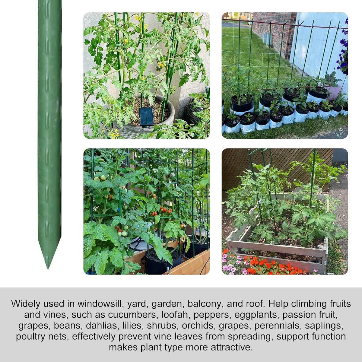 Garmeinea Garden Stakes 30 Inches Plastic Coated Steel Plant Stakes for Growing Climbing Plants