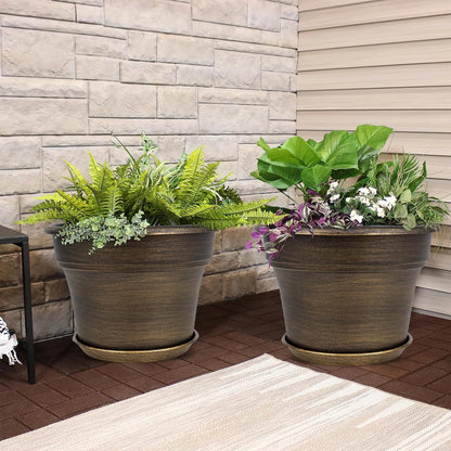 Plant Planters Pots Set of 4 Pack 10 Inch, Plastic Flower Pot for Indoor Plants with Drainage Holes