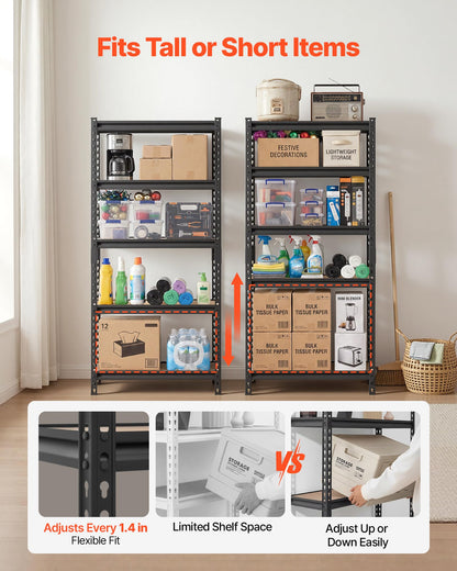 VEVOR Storage Shelves, 5-Tier Adjustable, 2000 lbs Capacity, Heavy Duty Garage Storage Shelving