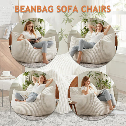 Giant Bean Bag Chairs for Adults with Filling Plush Fluffy Bean Bag Chairs for Teens with Armrests