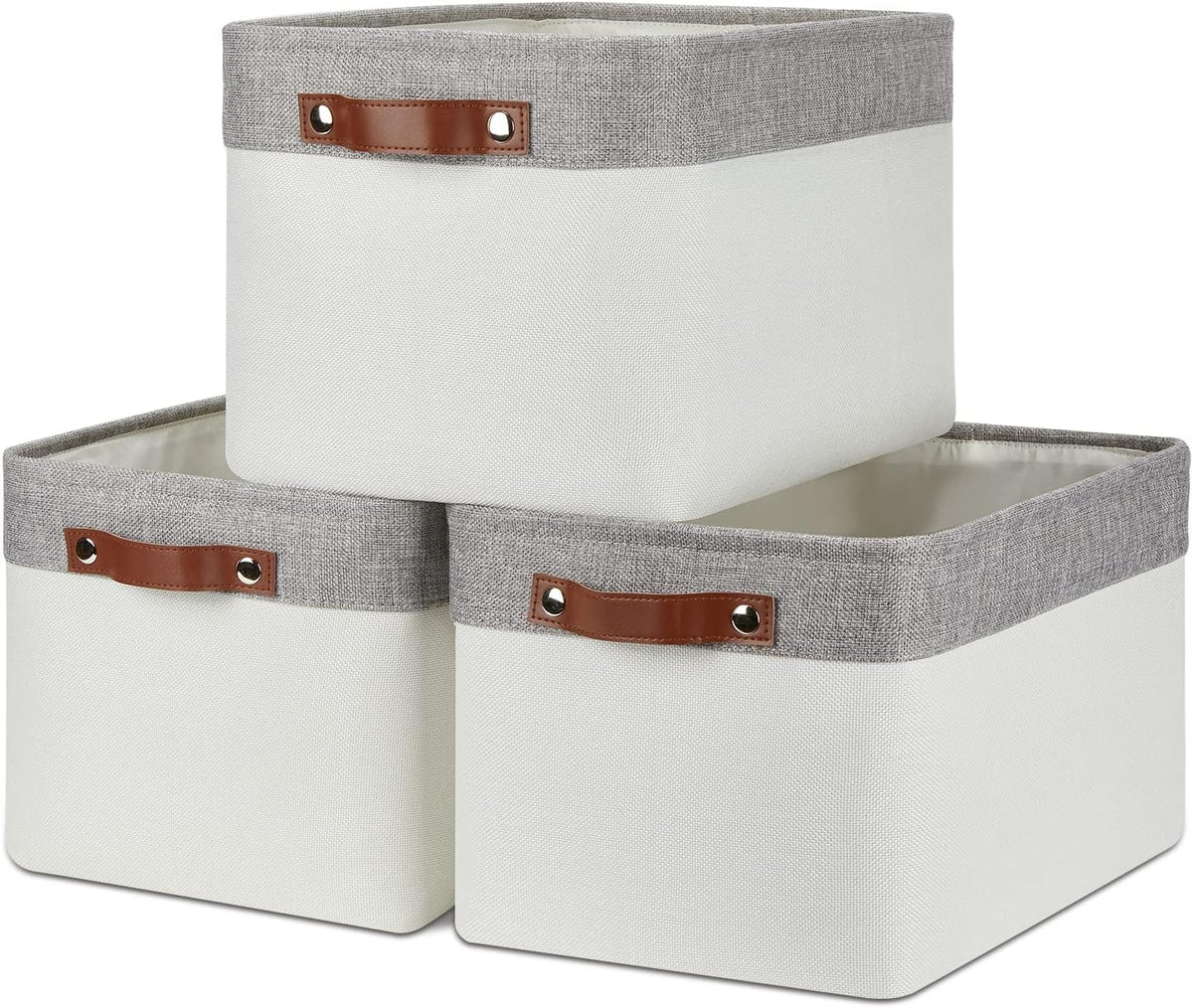 DULLEMELO Storage Baskets for Organizing, Shelves,Bedroom, Decorative Storage Bins with Leather