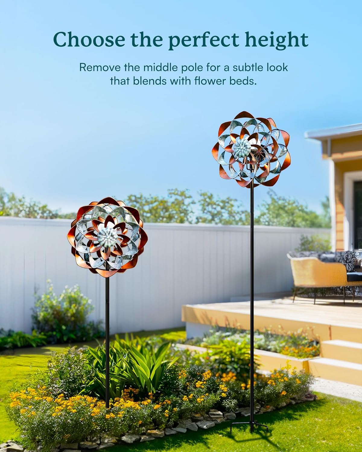 Solar Wind Spinner, Outdoor Metal Wind Spinners with Light, Windmill Decor for Yard Garden, Ideal