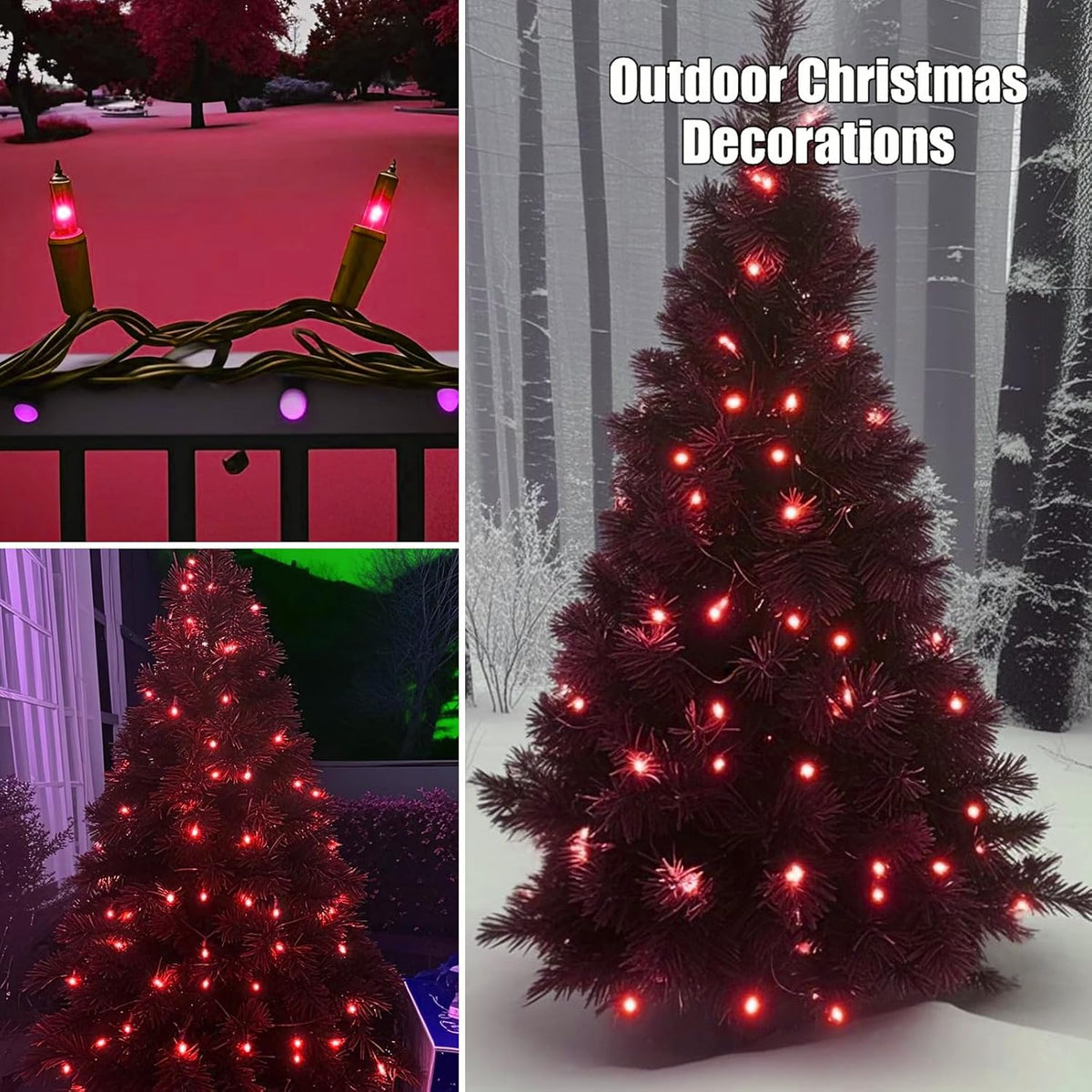 HISHINY Christmas Lights 100 Count Red Christmas Tree String Lights with Green Wire for Outdoor