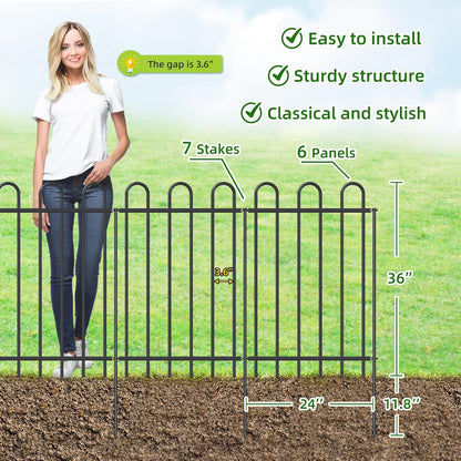 Metal Garden Fence 36 in H x 12 ft L, No dig Garden Border Yard Fencing, Dog Fence Outdoor