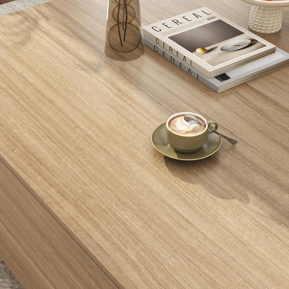 43” Square Coffee Table with Storage, 43" D x 43" W x 17" H Modern Large Square Center Table with 2
