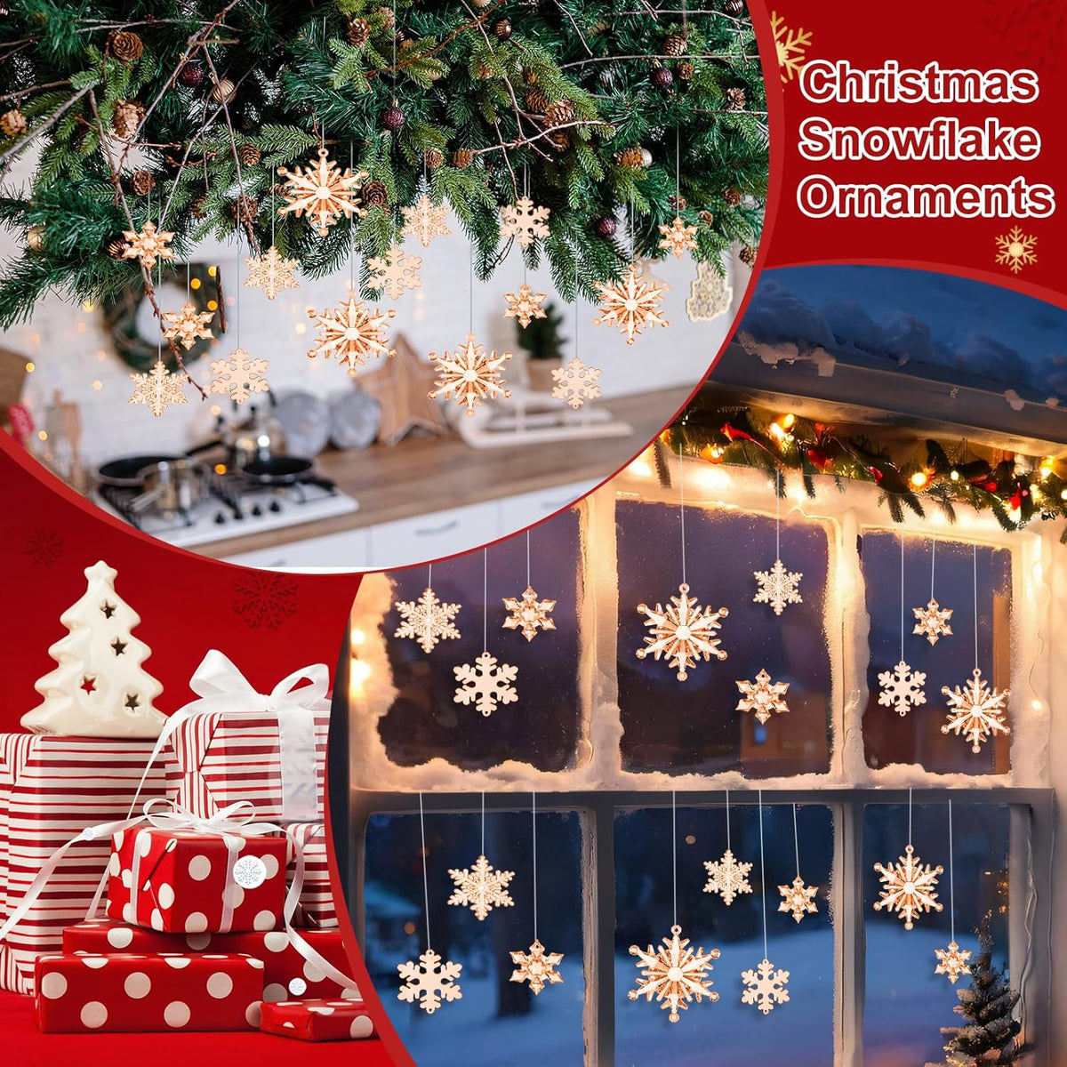 Dilunave 40 Pieces Christmas Snowflake Ornaments Acrylic Christmas Tree Decorations Crystal