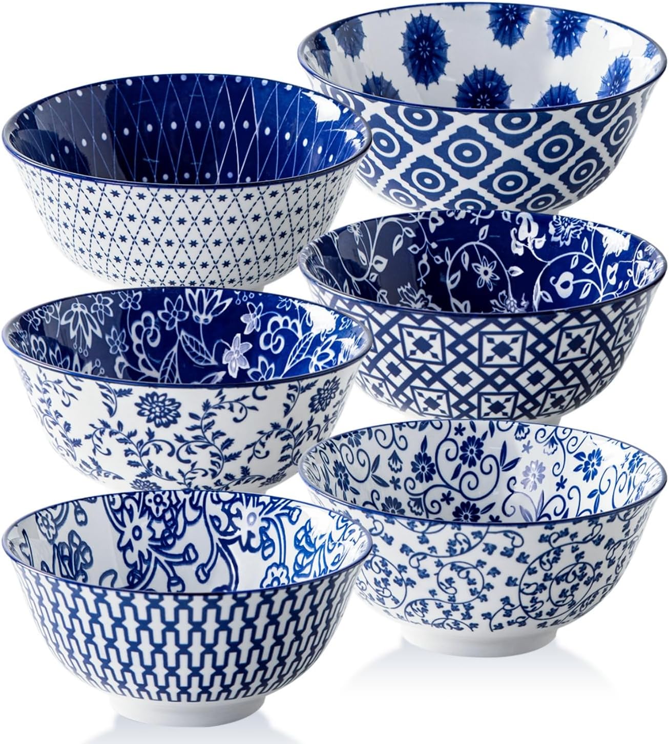 Ceramic Soup Bowls Set - 24 Oz Deep Cereal Bowl for Kitchen - 6 Inch Large Porcelain Dinner Bowl