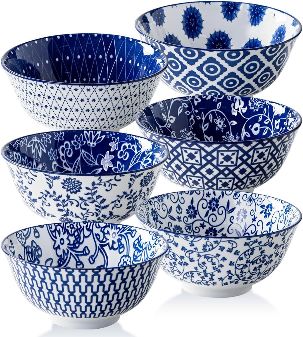 Ceramic Soup Bowls Set - 24 Oz Deep Cereal Bowl for Kitchen - 6 Inch Large Porcelain Dinner Bowl