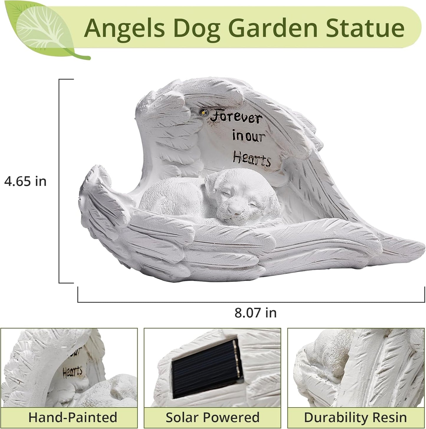 Pet Dog Solar Garden Memorial Statue – Outdoor Resin Angel Puppy with Solar Light, Guardian Angel
