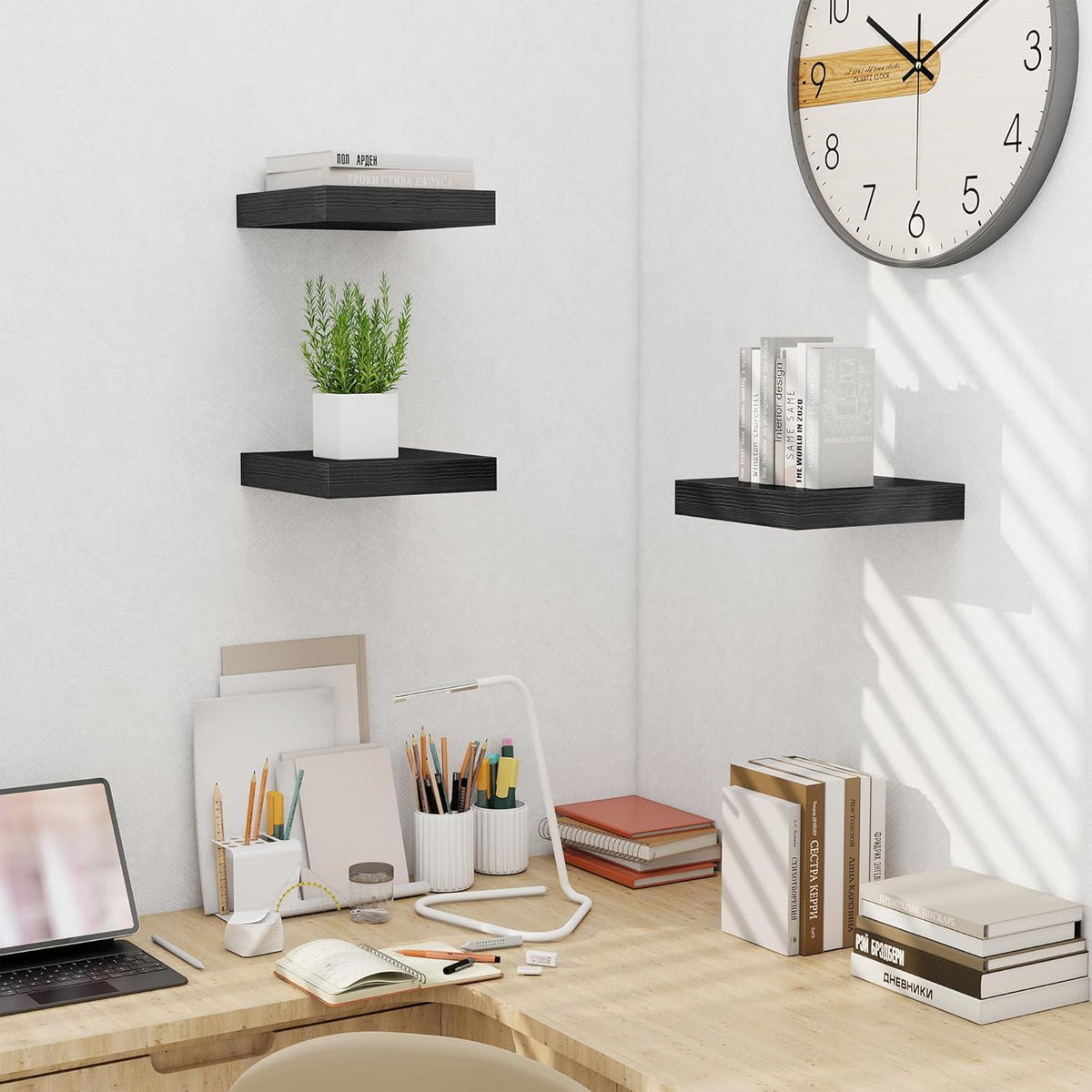 Fun Memories Floating Shelves for Wall 10 Inch, 10 Inch Deep Square Wall Shelves, Bathroom Storage