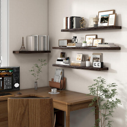 Axeman 48 inch Floating Shelves for Wall - 8'' D Live Edge Rustic Solid Elm Wood Floating Shelves
