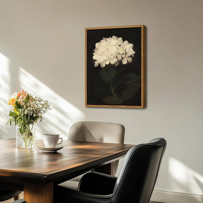 Framed Wall Art for Living Room – Vintage White Hydrangea Oil Painting Canvas Prints, Aesthetic