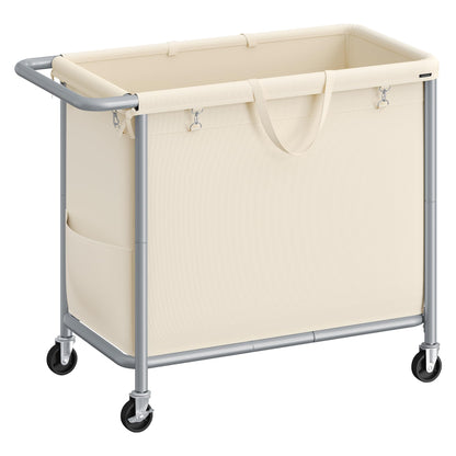SONGMICS Laundry Basket with Wheels, Rolling Laundry Hamper, 47.5 Gallons (180 L), Removable Liner