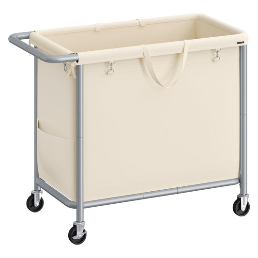 SONGMICS Laundry Basket with Wheels, Rolling Laundry Hamper, 47.5 Gallons (180 L), Removable Liner