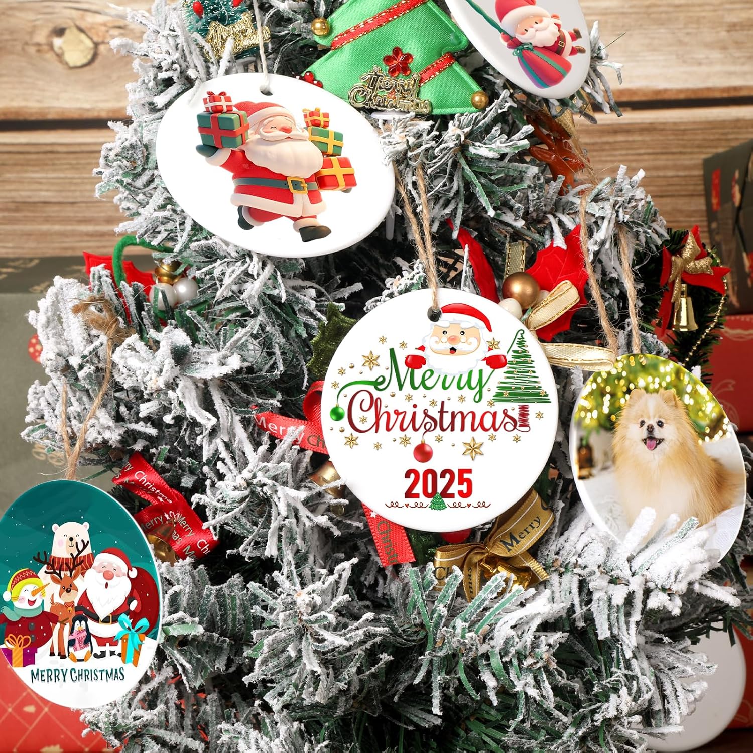 60 PCS Sublimation Ceramic Ornament Blank 3 Inch Round Two-Sided Printed White Ceramic Decoration