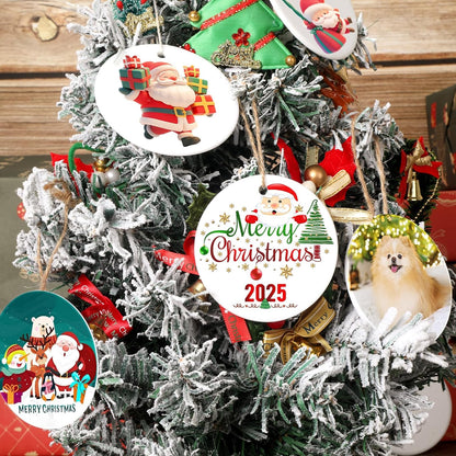 60 PCS Sublimation Ceramic Ornament Blank 3 Inch Round Two-Sided Printed White Ceramic Decoration
