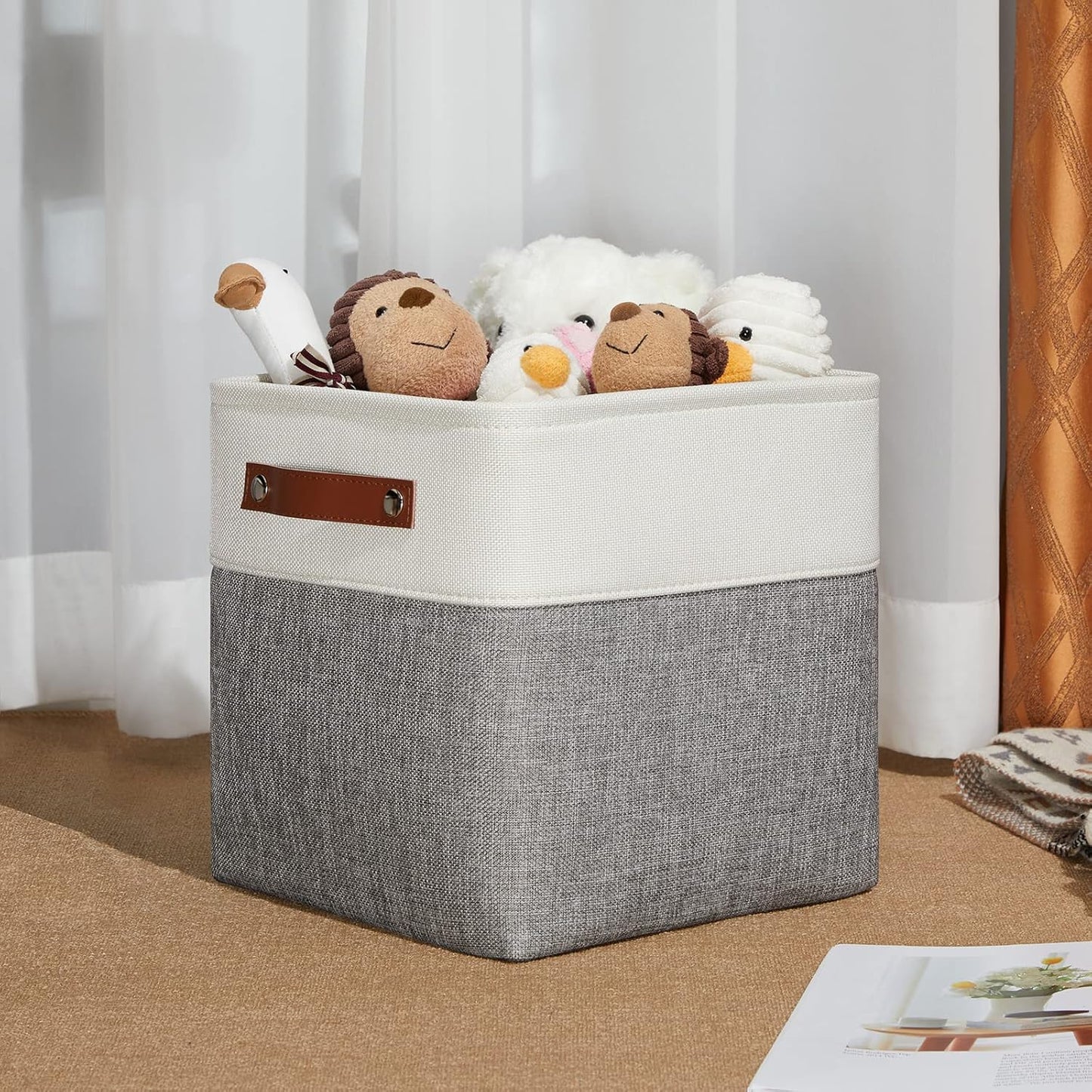 DULLEMELO 11 Inch Cube Storage Bins Fabric Storage Cubes 4 Pack Foldable Cube Storage Baskets for